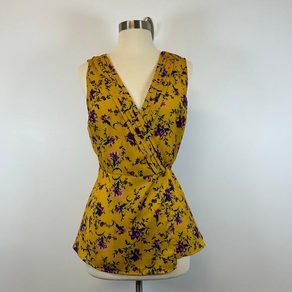 Modcloth Sophistication Floral Sleeveless Wrapped Blouse Women's Size Medium - Picture 2 of 9